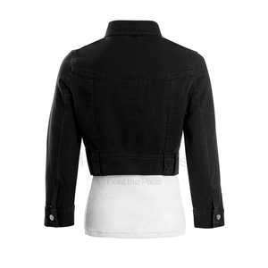 Chaqueta de Mezclilla Negra Entallada para Hombre, Estilo Motero, de Piel de Oveja, con Cierre, Invierno, Moderna, Acolchada, con Bordado de Cristal - Product Image 4