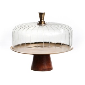 Designer Creamy <b>Cake</b> Stand with <b>Glass</b> <b>Dome</b> Elegant <b>Cake</b> Pastry Tray for Enhancing Party Decor - Product Image 5