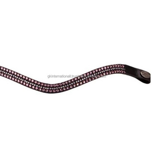 Banda de cejas de caballo ecuestre de cuero de la mejor calidad con cristales de Marca Diseño de diamantes de imitación fabricante al por mayor diseño personalizado - Product Image 1
