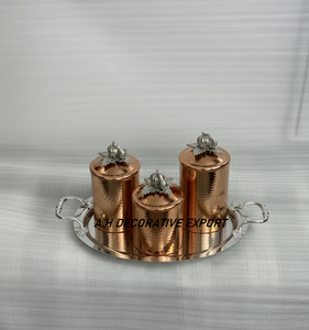 Ensemble de contenants de rangement pour thé, café et sucre en acier inoxydable, fabriqués à la main, avec couvercles à rabat, écologiques, compatibles lave-vaisselle, luxe, pour les fêtes - Product Image 1