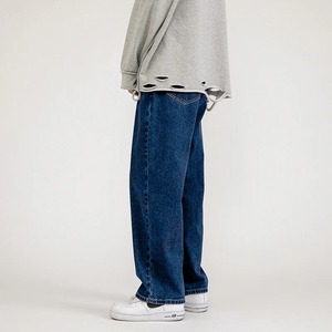 2025 New High Street Style Men's Distressed Baggy <b>Jeans</b> Multi-Pockets Button Spring Y2K Vintage <b>Embroidered</b> Washed Cargo Denim - Product Image 3