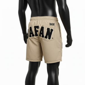 Shorts de bain en polyester beige de haute qualité, légers, à séchage rapide, respirants, avec taille élastique, logo brodé personnalisé, shorts pour hommes - Product Image 5