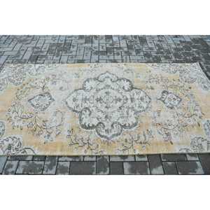 39.7x8 ft Vintage Turkish Rug, Oversize Rug, <b>Yellow</b> Gray Ombr <b>Wool</b> Rug - Product Image 4