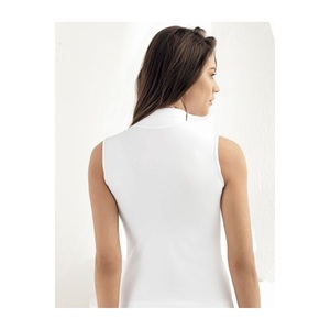 Body a collo alto senza maniche bianco da donna - Product Image 1