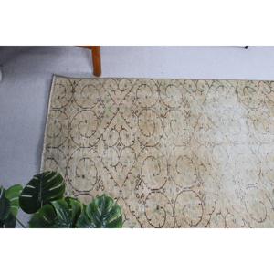 3.1x6.2 ft Vintage Accent Rug, <b>Brown</b> Green Turkish Moroccan <b>Wool</b> Rug - Product Image 4