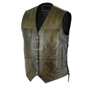 Gilet en cuir personnalisé tendance pour homme, veste sans manches de motard en cuir véritable, vente directe d'usine ODM, vente en gros - Product Image 5