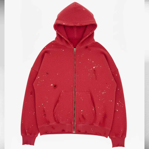 Sudadera con Capucha de Forro Polar para Hombre, Diseño Desgastado con Lavado Ácido, Transpirable, Cómoda, Bordada, Lisa, Teñida, OEM, Gran Oferta - Product Image 3