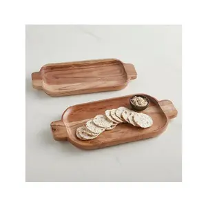 set of 2 wooden unique shaped platter for home and wedding decoration High demanded classic Wooden Tray Modern style serveware