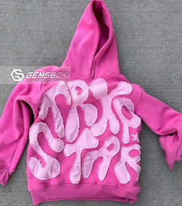 Sudaderas con Capucha para Hombre, Estilo Urbano, con Apliques Bordados Personalizados, Efecto Desgastado, Lavado al Sol, 100% Algodón, Felpa Francesa Gruesa, para Invierno - Product Image 4