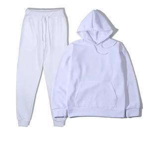 Automne/hiver deux pièces sport Jogging ensemble pour hommes femmes nouveau velours chaud sweat à capuche pantalon couleur unie coupe ample avec Logo avant - Product Image 4