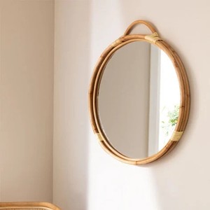 Miroir de salle de bain en rotin, prix bas, miroir de décoration de bain personnalisé, meilleure vente, écologique, rustique, durable - Product Image 6