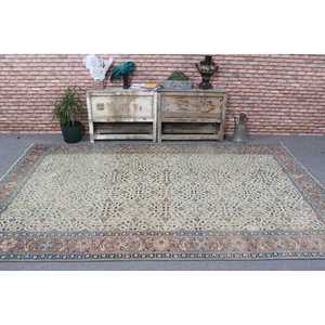 Tapis turc 6,3x9,7 pieds, grand tapis vintage, tapis bleu à motifs de plantes et d'arbres - Product Image 2