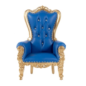 Silla de trono de lujo para niños europeos, tela azul antigua dorada de alta calidad, madera maciza, Hotel moderno, fiestas de bodas, salón de eventos - Product Image 1