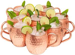 Tasses en cuivre mules en métal de Moscou écologiques fabriquées à la main de qualité alimentaire pure 100% avec finition martelée laquée - Product Image 6