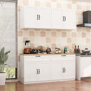 Fabricante de Gabinetes de Cocina Modernos de Acrílico Blanco Estilo Shaker con Membrana de PVC y Melamina MDF, Venta Directa de Fábrica - Product Image 4