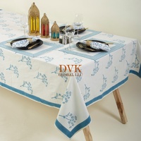 Couverture de table à fleurs bleu ciel pour banquets hôtel nappe imprimée indienne style bohème lit bébé brodé vente en gros