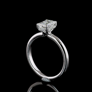 Anillo de Compromiso con Halo Oculto en Forma de Esmeralda de 1.10 Quilates, Oro Blanco de 14K, Joyería de Diamantes Nupcial de Lujo Hecha a Mano - Product Image 1