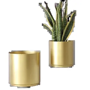 New Design Metal Golden Round Planter Pots for Planting High Quality Garden Use Home Decor Decorative Planter Pots