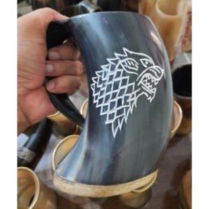 Gift Ideas Handmade Natural Horn American Luxury Style Drinking Horn Beer <b>Mugs</b> Reusable Eco Friendly Travel <b>Mugs</b> with Straw Lid - Product Image 5