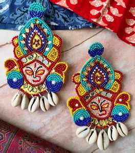 Design Glass Bead <b>Earring</b> Jumkey <b>Handmade</b> <b>Earrings</b> Women Festive Party Jewelry At Best Price Beaded <b>Earrings</b> - Product Image 2