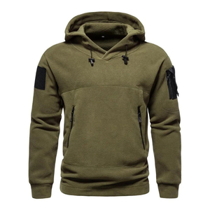 Jersey de manga larga Sudadera con capucha de mezcla de lana suave Jersey con cremalleras cortas y bolsillos laterales - Product Image 3