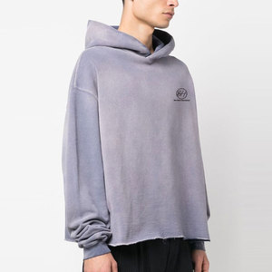 Sweats à capuche en tissu respirant de couleur unie pour hommes, lavage à l'acide, design personnalisé, utilisation en extérieur, sweats à capuche surdimensionnés pour hommes, lavage à l'acide - Product Image 3