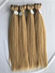 Vente en gros de haute qualité 20 ''Faisceaux droits Remy Wefted Indian Temple Couleur brute Extensions de cheveux humains Cuticule dessinée simple - Product Image 4