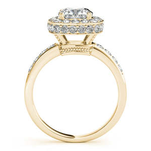 Anillo de Compromiso de Oro Amarillo de 14K con Halo de Diamantes Talla Cojín de 1.34ct, Elegante Anillo de Bodas - Product Image 2