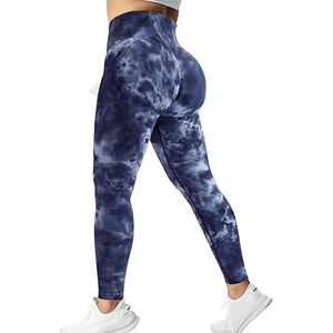Leggings d'entraînement sans couture Tie Dye pour femmes Pantalon de sport à motif solide avec fermeture à cordon de serrage - Product Image 1