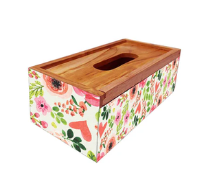 Elegante caja de pañuelos creativa con servilletero de madera impreso para cafetería Hotel y restaurante servilletero de madera - Product Image 1