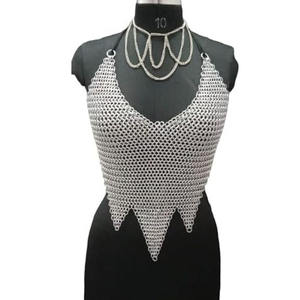 Medieval acero Butted Chainmail Top Chic plata malla cuerpo collar moda Cosplay armadura antigua impresión Offset - Product Image 1