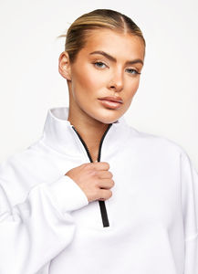 Nuevas sudaderas de ropa de calle para mujer con logotipo personalizado de alta calidad 100% algodón hecho de alta calidad sudaderas con media cremallera para mujer - Product Image 4