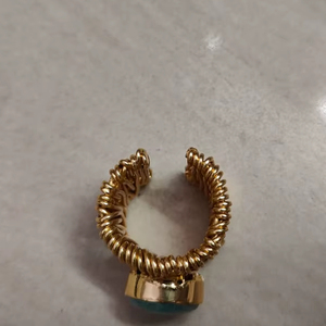 Bague en laiton de pierre naturelle bleu ciel réglable à la main pour produit en vrac pour hommes et femmes - Product Image 5