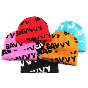 Wholesale Jacquard <b>Plain</b> Knit Beanie <b>Cap</b> Winter Warm Two Tone Cuffed Hat Custom Embroidery Logo High Quality Knitted <b>Cap</b> - Product Image 3