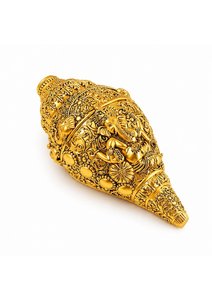 Elegante Ganesh Shankh Chapado en Oro de 24K, Decoración Premium para el Hogar, Oficina, Templo, Mesa, Vastu, Boda, Aniversario, Estilo Minimalista - Product Image 3