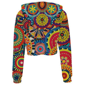 Conjunto de sudadera con capucha corta OEM personalizada con dobladillo sin rematar, unisex, con estampado desgastado, de longitud larga, de forro polar personalizado para mujer - Product Image 4