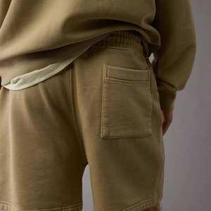 Conjunto de Sudadera y Pantalones Cortos de Algodón 100% para Hombre, Tallas Grandes, Transpirable, Venta al por Mayor, Diseño Liso, para Verano y Otoño - Product Image 3