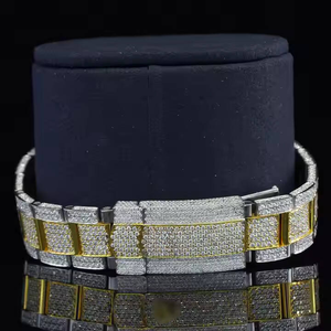 Reloj de Pulsera para Hombre de Dos Tonos, Estilo Antiguo de Lujo, con Diamantes de Imitación Moissanite, Movimiento de Cuarzo, Resistente al Agua, Analógico - Product Image 2