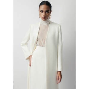 Precio al por mayor Camisas de mujer Blusa drapeada sin espalda Mora en blanco y negro 73% Cupro 27% Poliéster Ropa de invierno para mujer Whiteant - Product Image 1