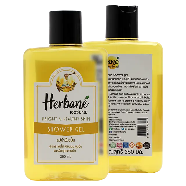 Thailand's Honey Turmeric Shower Gel: Reduces Itching, Rash, And Promotes Skin Brightness And Health. Size 250 ML.