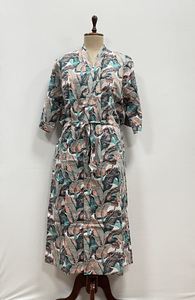 Robe Kimono Imprimée en Coton Vintage de Luxe à Motifs Floraux Indiens pour Femmes, Longue Robe de Plage, Couverture de Bain, Vêtement de Nuit, Grande Taille - Product Image 2