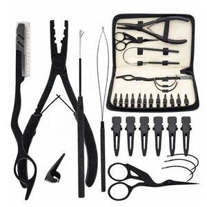 Kit d'outils professionnels pour extensions de cheveux à usage en salon, ensemble d'outils d'application pour cheveux naturels avec pinces, peigne, aiguille et boucle - Product Image 1
