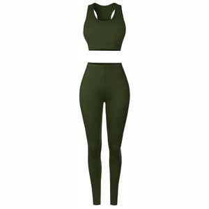 Hot Selling Women High Waist Custom Logo Workout Soft Running <b>Leggings</b> 2 Piece Yoga Sets For Woman - Product Image 2