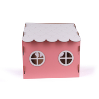 Nichoir pour chien en MDF rose, décoratif, avec impression de nom personnalisée, design pliable, style moderne, rectangulaire, 42x42x38cm, pour petits animaux
