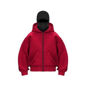 Sudadera con Capucha y Sudadera de Mezcla de 450 GSM para Hombre OEM, Diseño de Máscara Personalizado de Alta Calidad, Sudadera con Cierre de Cremallera 100% Algodón con Bordado - Product Image 4