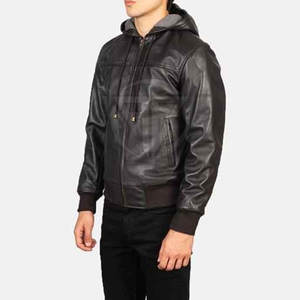 Hoodie en cuir d'hiver de haute qualité, uni, décontracté, confortable, toucher lisse, finition raffinée, construction durable, écologique, léger - Product Image 2