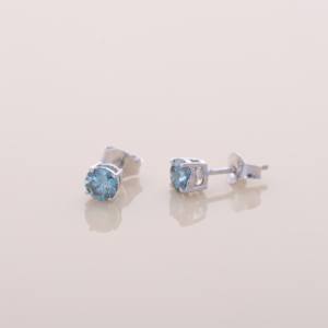 Boucles d'oreilles clous en diamant bleu de 1,06 ct cultivé en laboratoire, or jaune, blanc et rose 18 carats, taille princesse, plaqué rhodium, certifiées IGI, bijoux classiques - Product Image 2