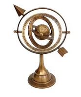 Globe terrestre suspendu Art Déco en laiton antique, carte du monde vintage, ornement décoratif de bureau, objet de collection pour la maison et les mariages