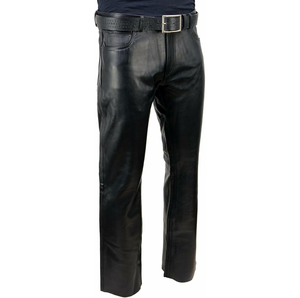 Pantalones de cuero de calidad superior para hombres Pantalones de cuero transpirables ajustados de color sólido púrpura para hombres - Product Image 6