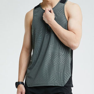 Débardeur côtelé 100% coton pour homme avec logo imprimé personnalisé pour entraînement de gym Fitness Street Wear t-shirt sans manches - Product Image 6